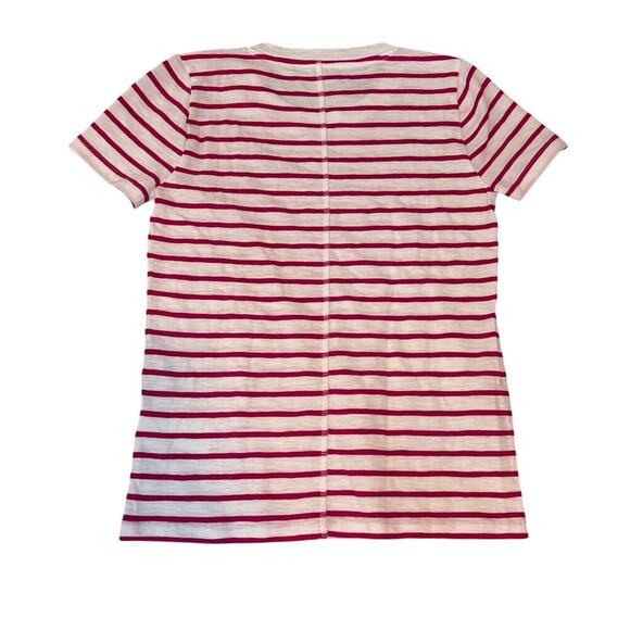 J.Crew Factory Girlfriend Tee XXS Pink White Striped Cotton NWT - Picture 3 of 3